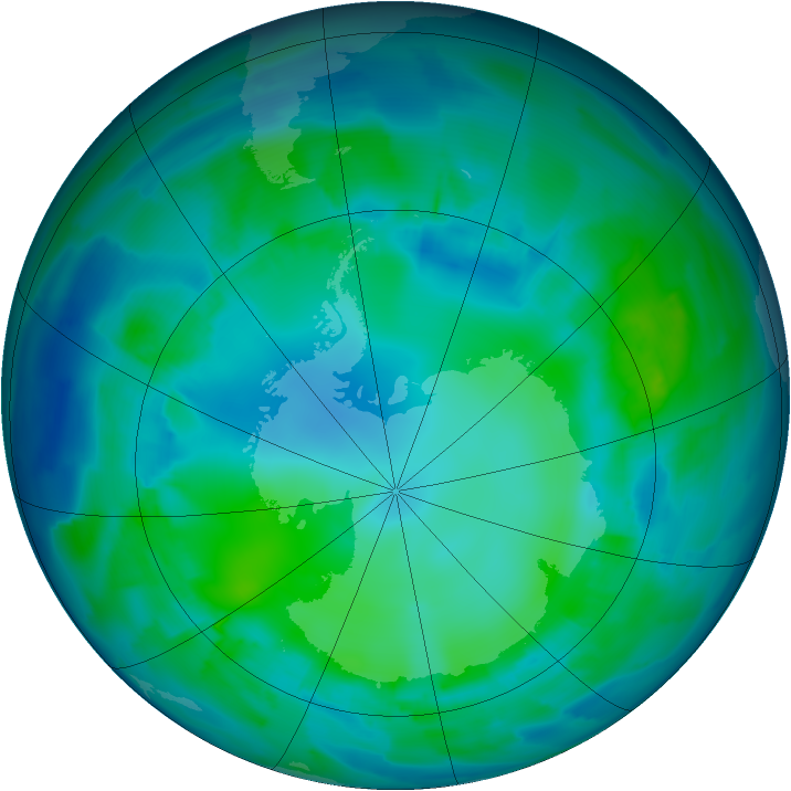 Antarctic ozone map for 03 May 2012